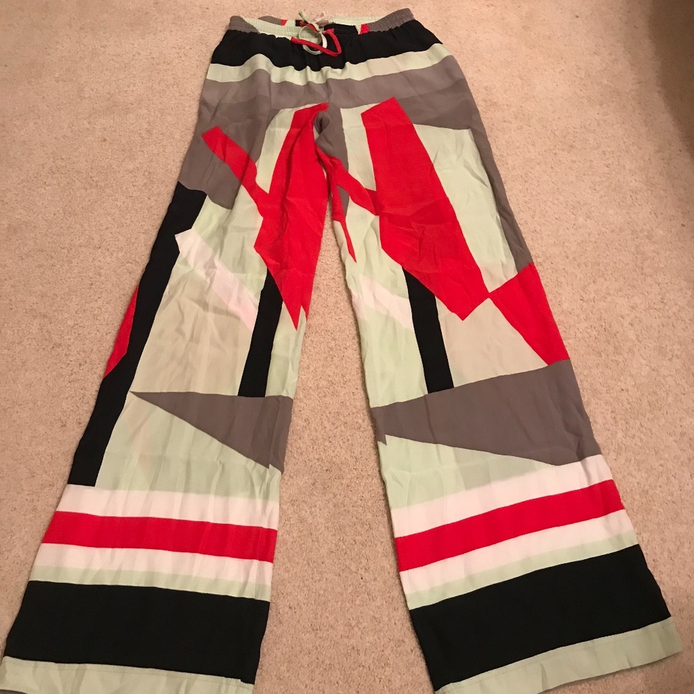 Parker silk retro block flared pants